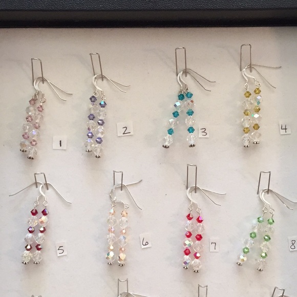 Handmade Line Sterling Silver Crystal Earrings - Picture 2 of 12